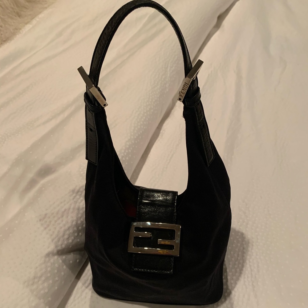 Vintage Fendi neoprene mini hobo with leather trim